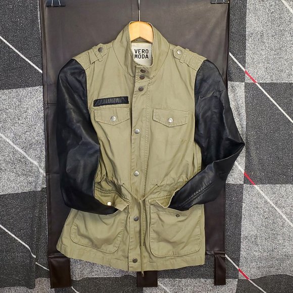 Vero Moda 2 shads Leather / fabric Jacket size s - Picture 1 of 5